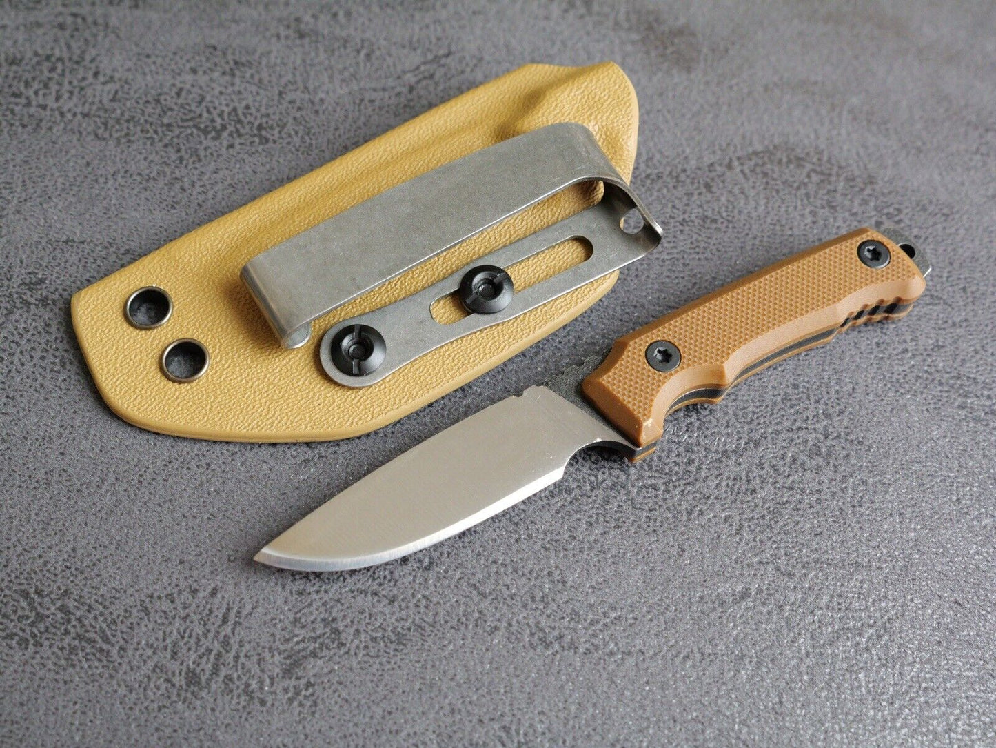 12cm Fixed Blade Knife Kydex Sheath Full Tang Back Pocket Clip Horizontal Carry