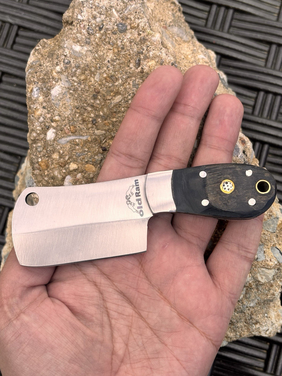Cleaver 5” Full Tang Fixed Blade Pocket Knife Leather Sheath Hand Forged Steel