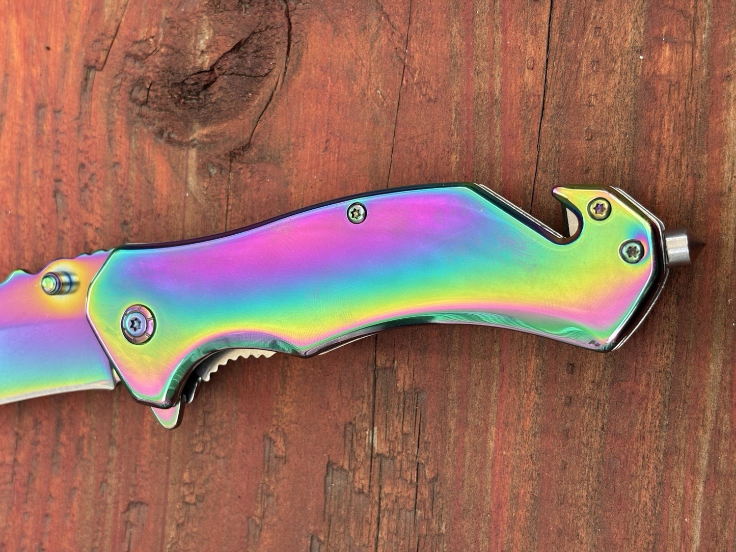 Metal Spring Assist Pocket Knife Emergency Window Punch Seatbelt Cutter Titanium