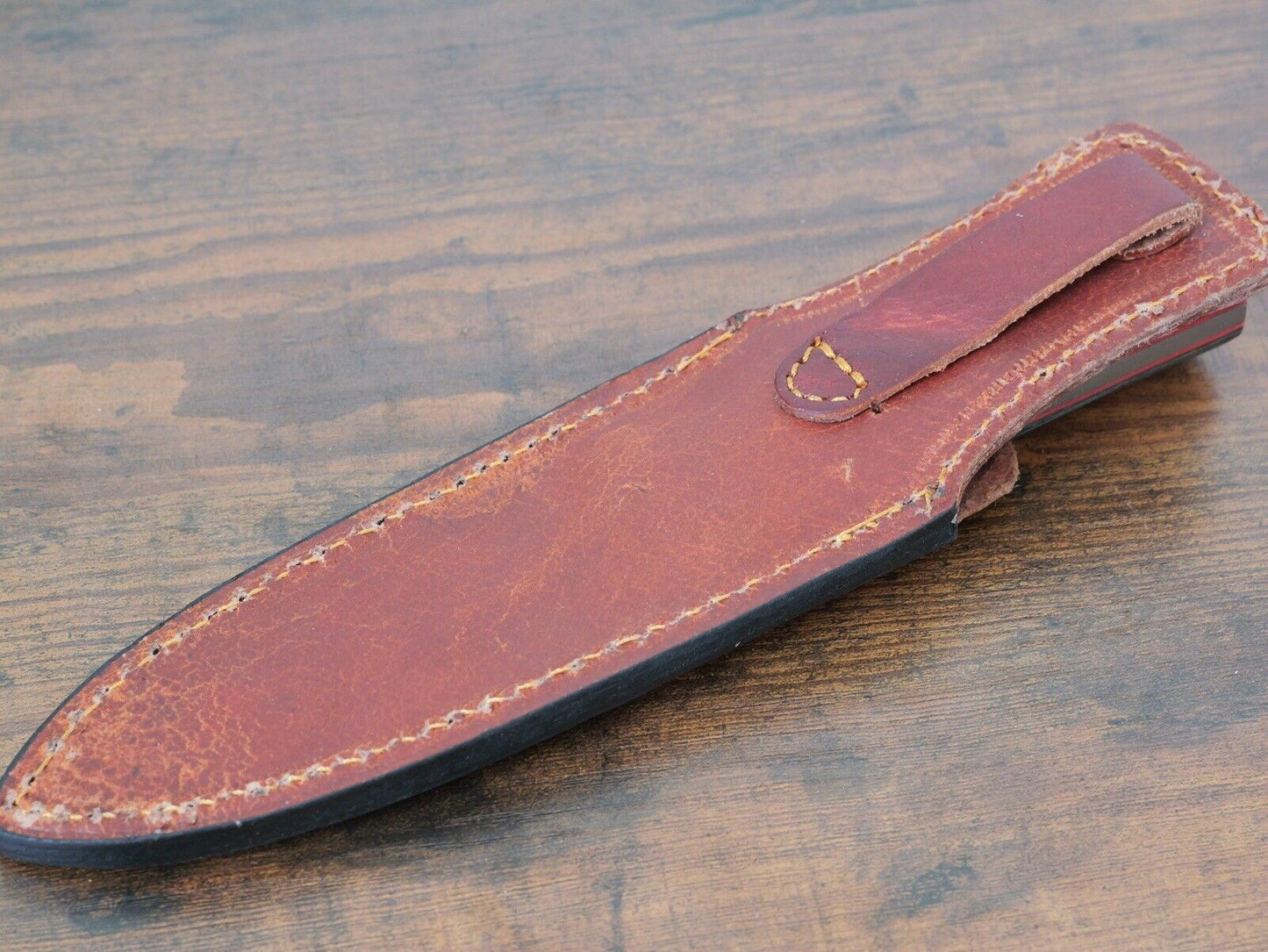 9” Boot Knife Heavy Duty Thick Gauge Blade Double Edge Spear Point Brass Wood