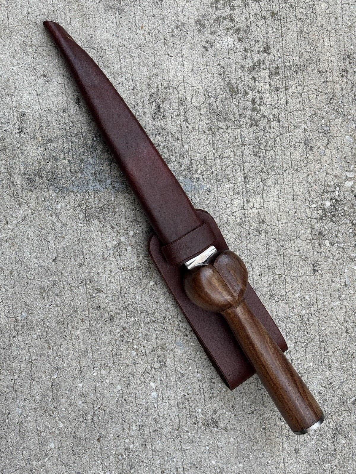13” Bollocks Dagger Wood Handle Phallus Leather Sheath Spear Point Double Edge