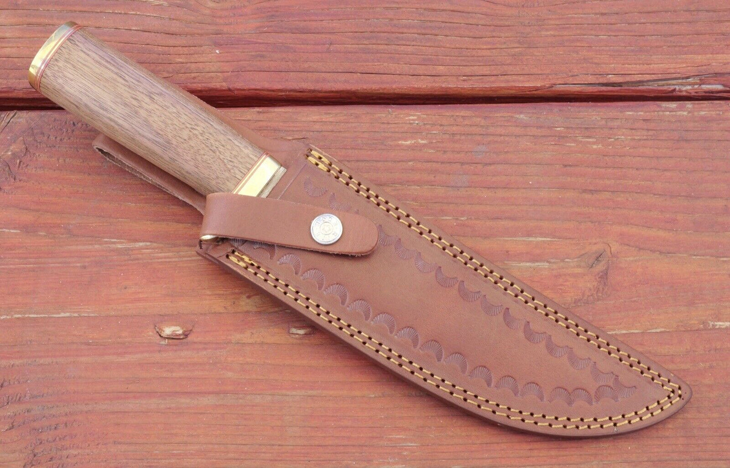 13” Fixed Blade Knife Damascus Hammered Obsidian Blade Curved Hand Forged Sharp