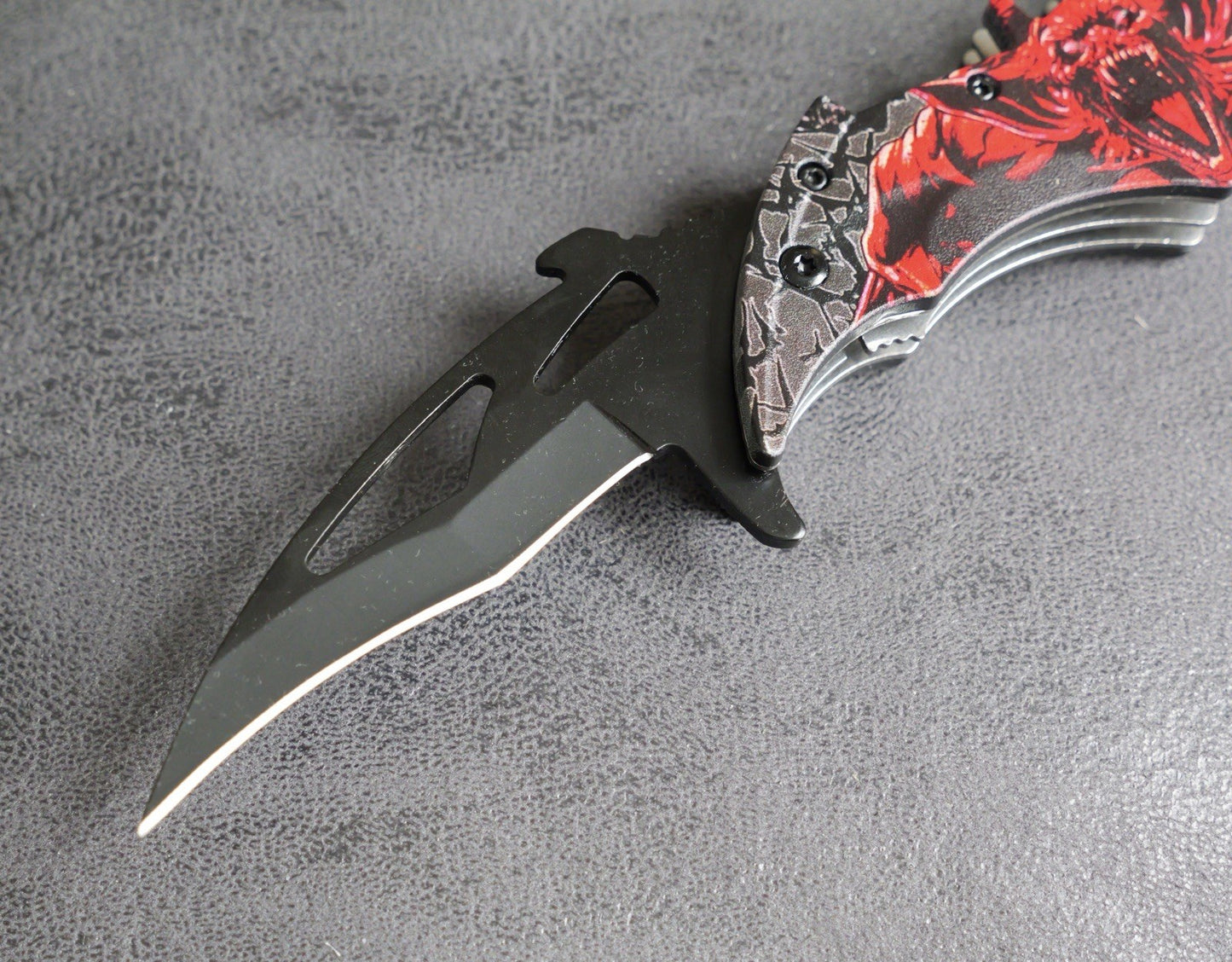 DARK KNIGHT ASSISTED DUAL BLADE BATMAN Joker FOLDING Pocket KNIFE Red Demon