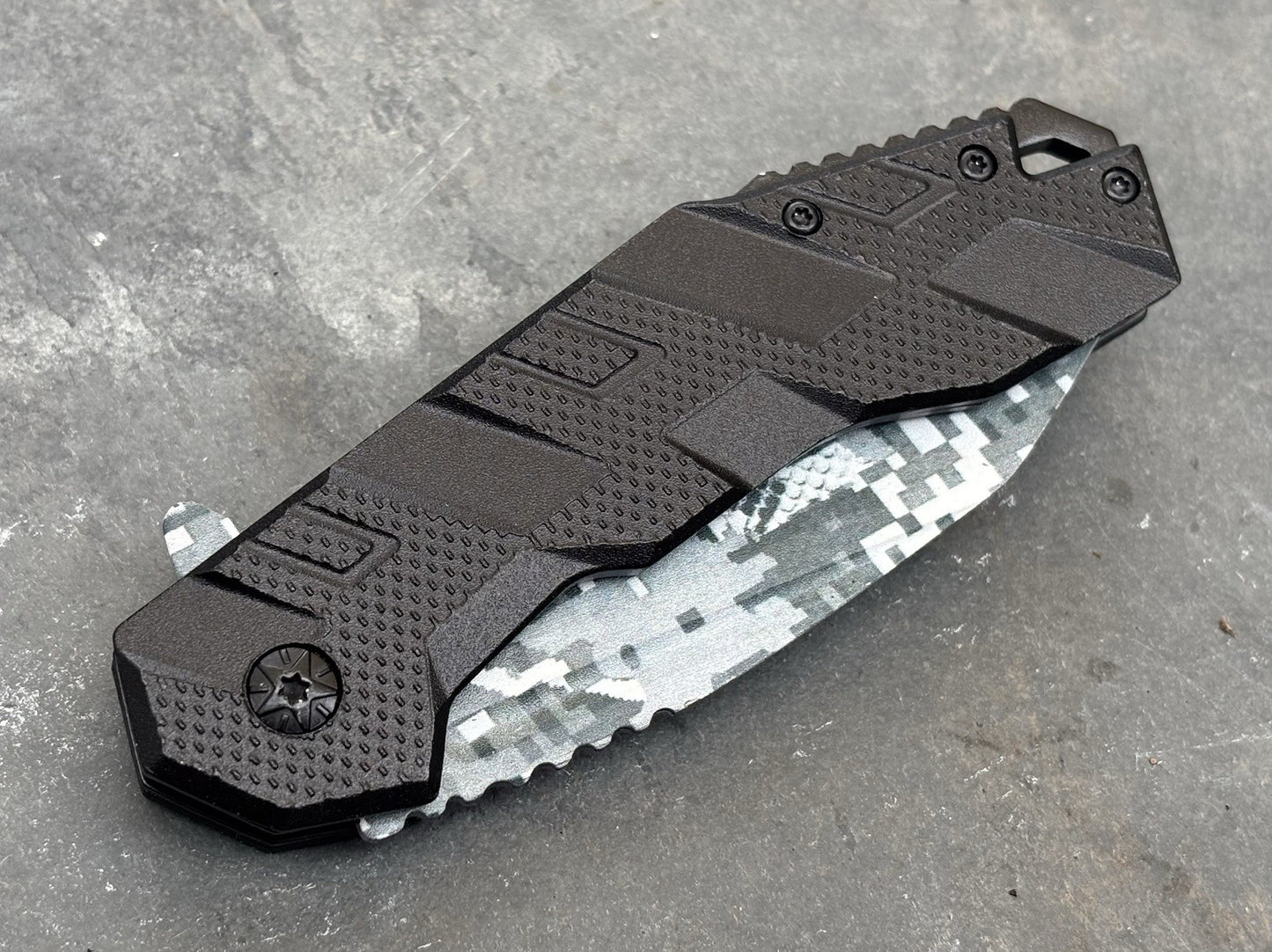 Digital Camo Pocket Knife Spring Assist Black Metal Handle Sharp Tac Force