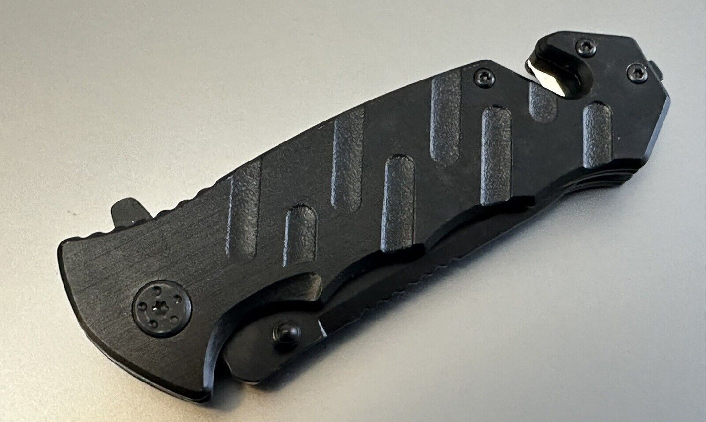 Rescue Tactical Pocket Knife Surgical Steel Glass Breaker Seat Belt Cutter 4.5”