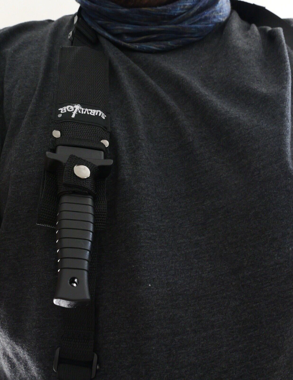 24cm Fixed Blade Shoulder Knife Stealth Black Extreme Tactical Black Conceal