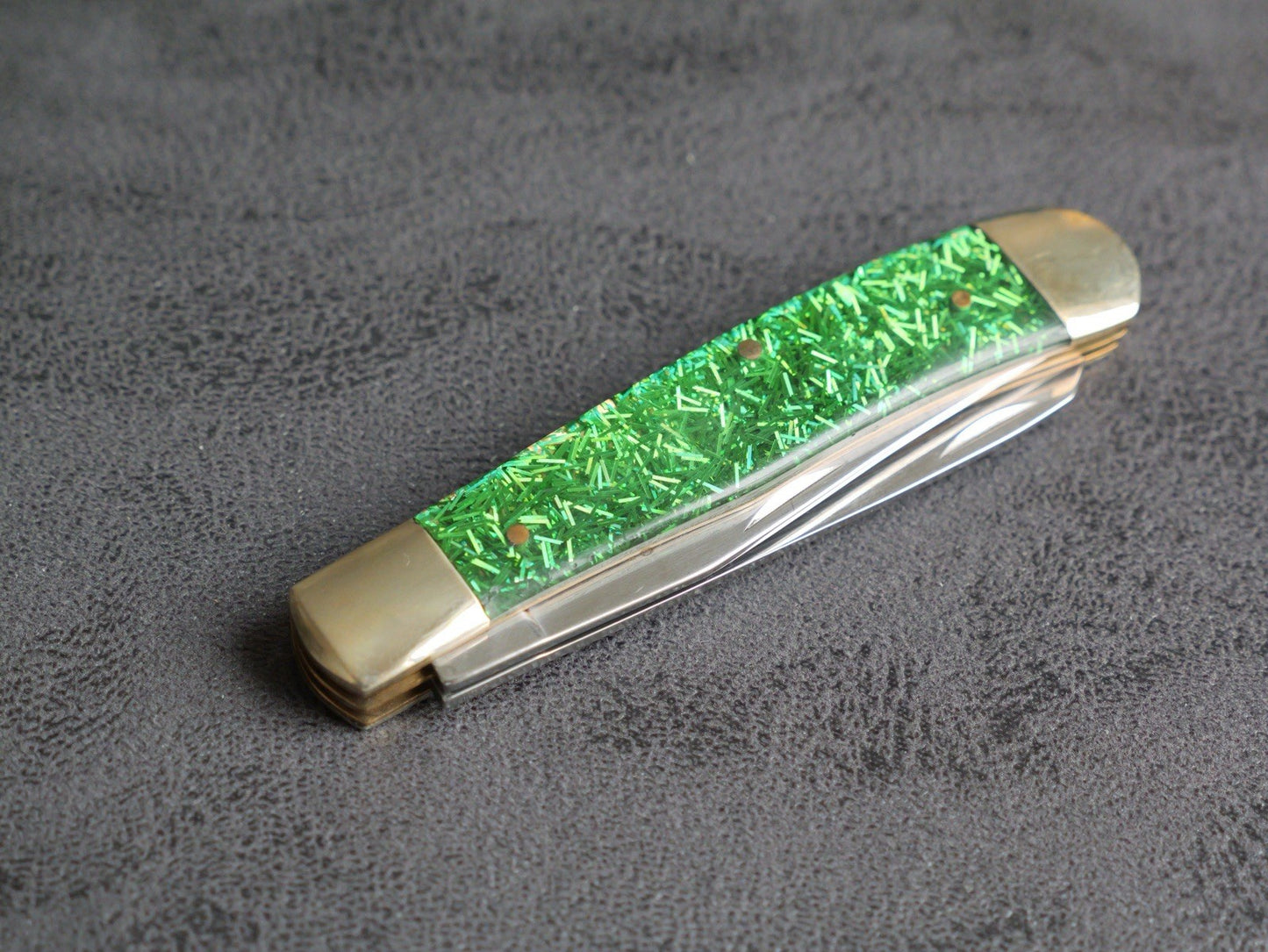 Elk Ridge 2 Blade Retro Pocket Knife Emerald Green Vintage Trapper XL 7.5”