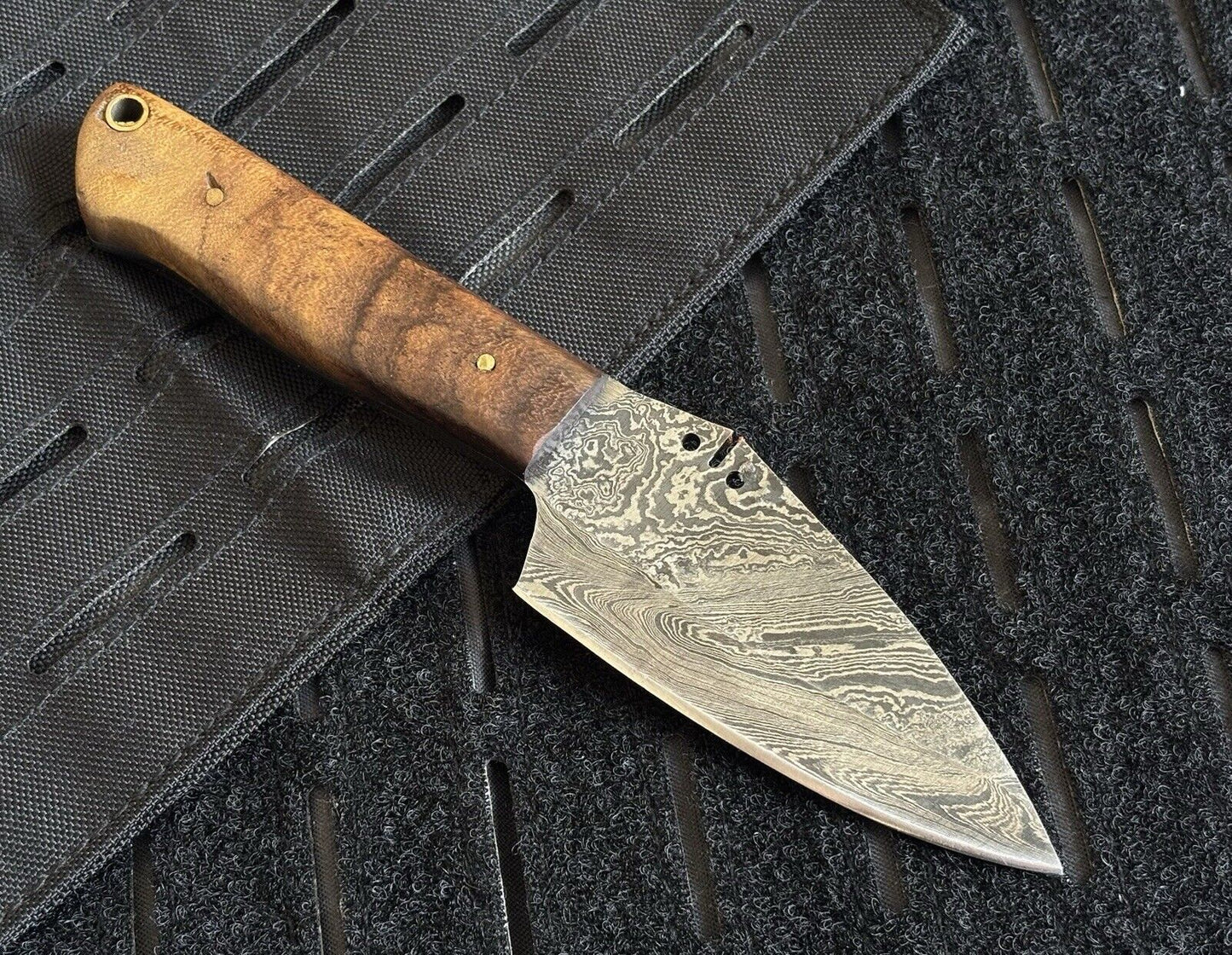 15cm Fixed Blade Knife Leather Sheath Horizontal Carry Full Tang Dm Steel