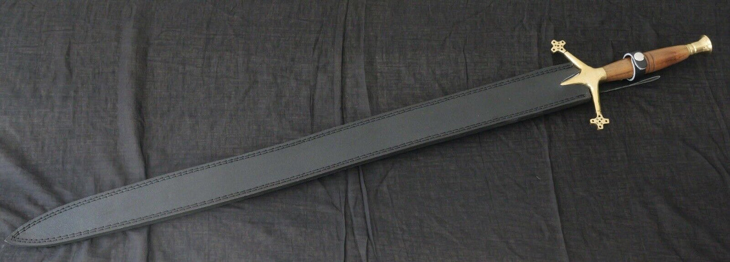 42” Claymore Sword Sharp Battle Ready Wood Handle Brass Hilt Viking Longsword