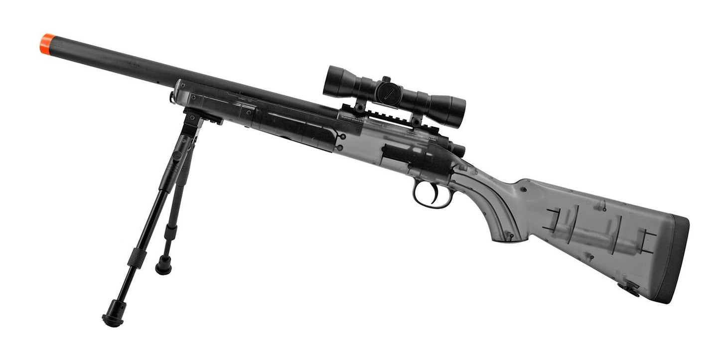 Game Face GF529 Spring-Powered Bolt Action Sniper Airsoft Rifle Clear 425 Fps