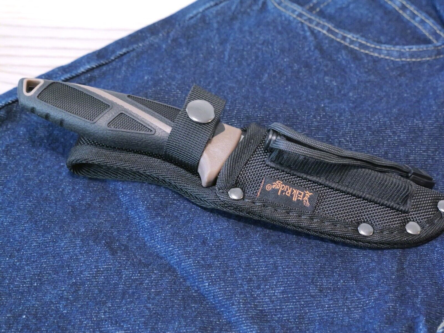 Elk Ridge Survival Knife Fixed Blade 9" Rubber Handle Fire Starter Full Tang EDC