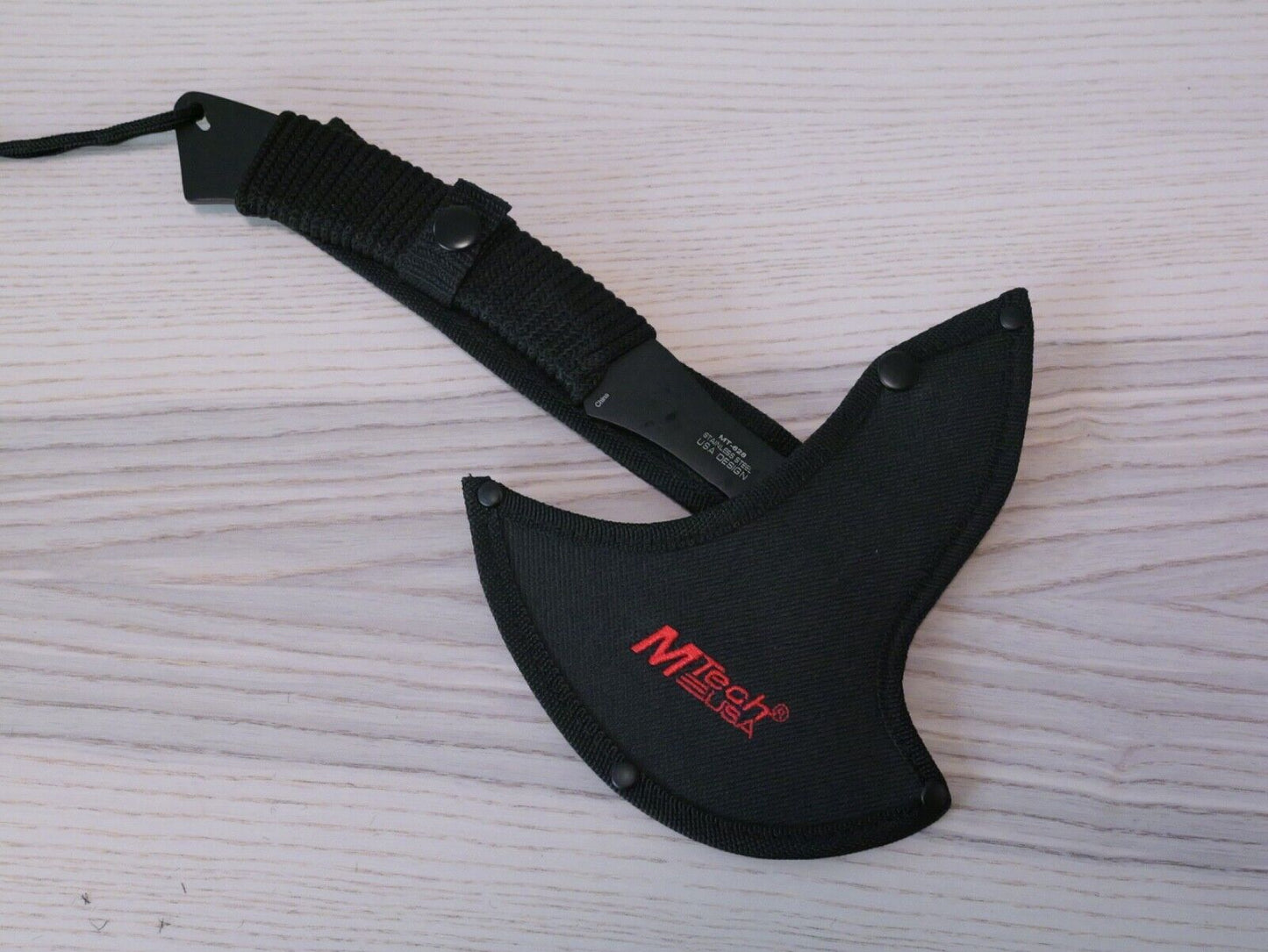 11" Tactical Axe Stealth Black Mtech Full Tang 3.5mm Thick Nylon Sheath Sharp