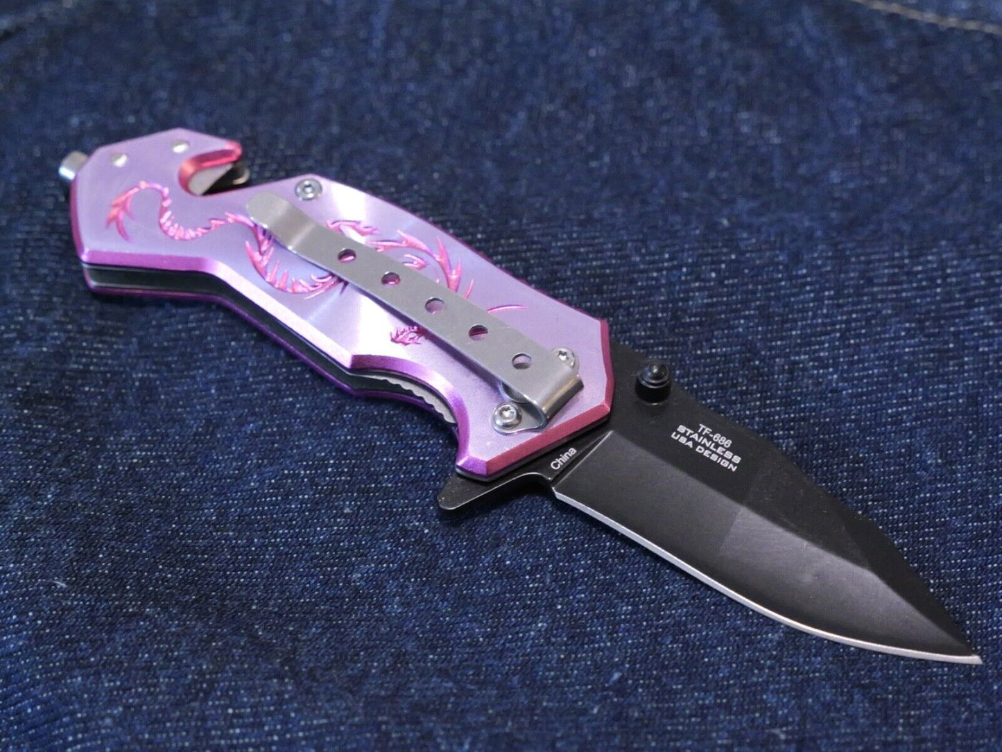 Pink Dragon Strike Pocket Knife Mini Ladies 6" Overall 2" Blade Small Cute