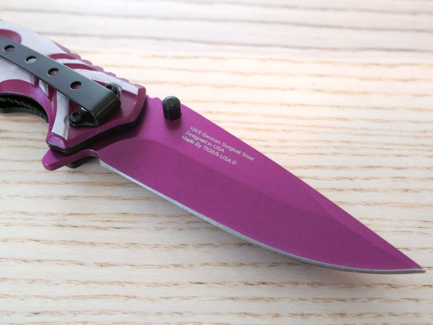 PINK Pocket Knife Spring Assist Full Size Girls Womens Self Defense Novelty Cute