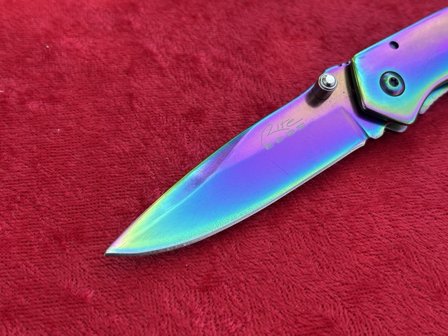 4” Manual Pocket Knife Rainbow IV Full Metal Titanium Coated Medium Size Sharp