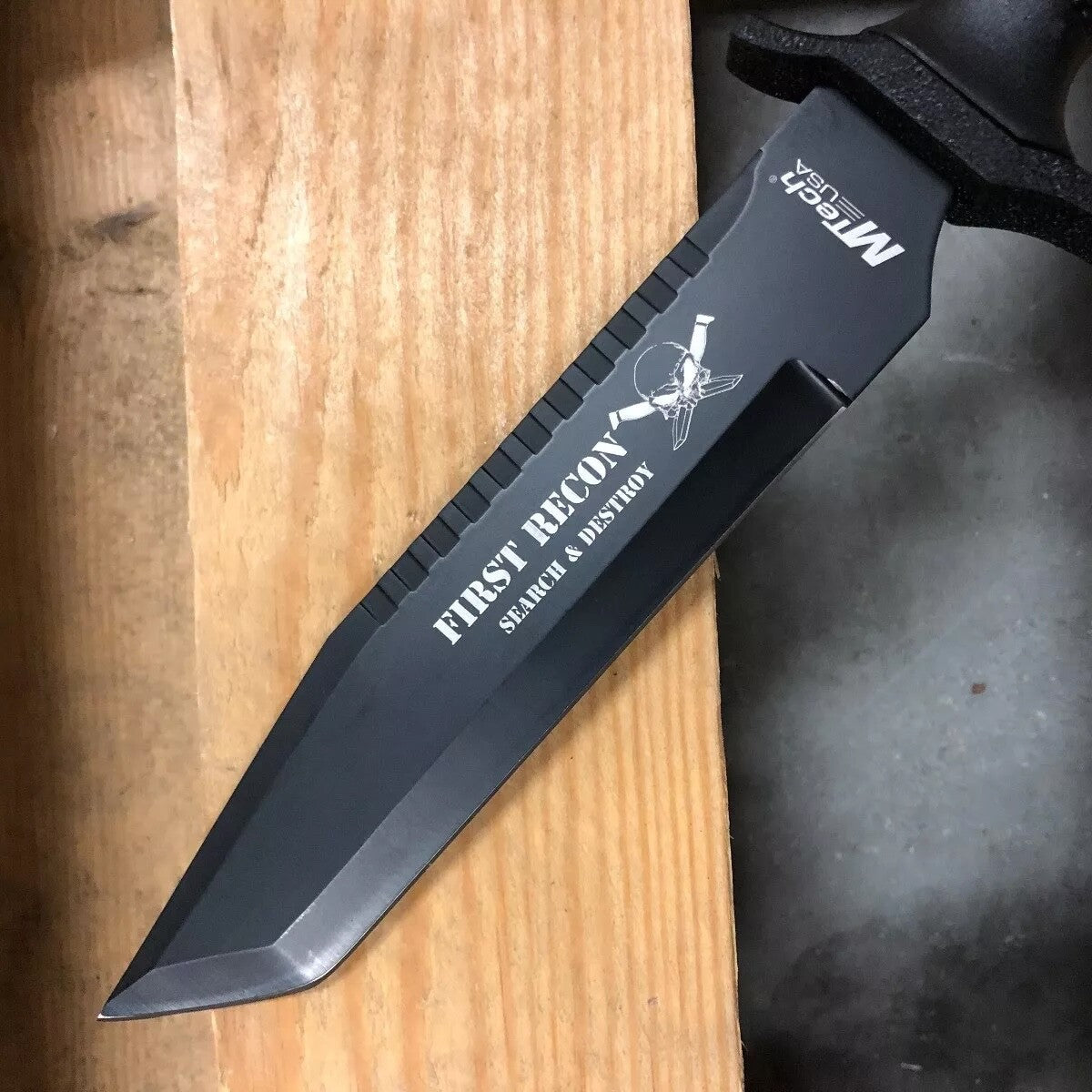 12" Combat Military Knife Fixed Blade Black Tanto First Recon Search & Destroy