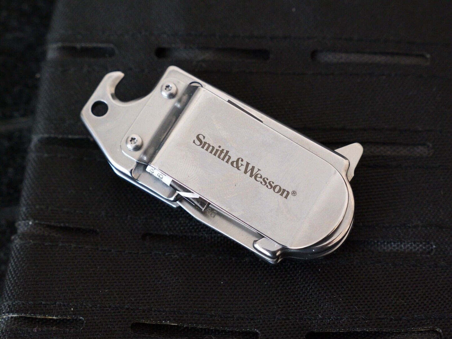 Smith & Wesson Benji Tanto Ball Bearing Open Pocket Knife Money Clip Cap Lifter