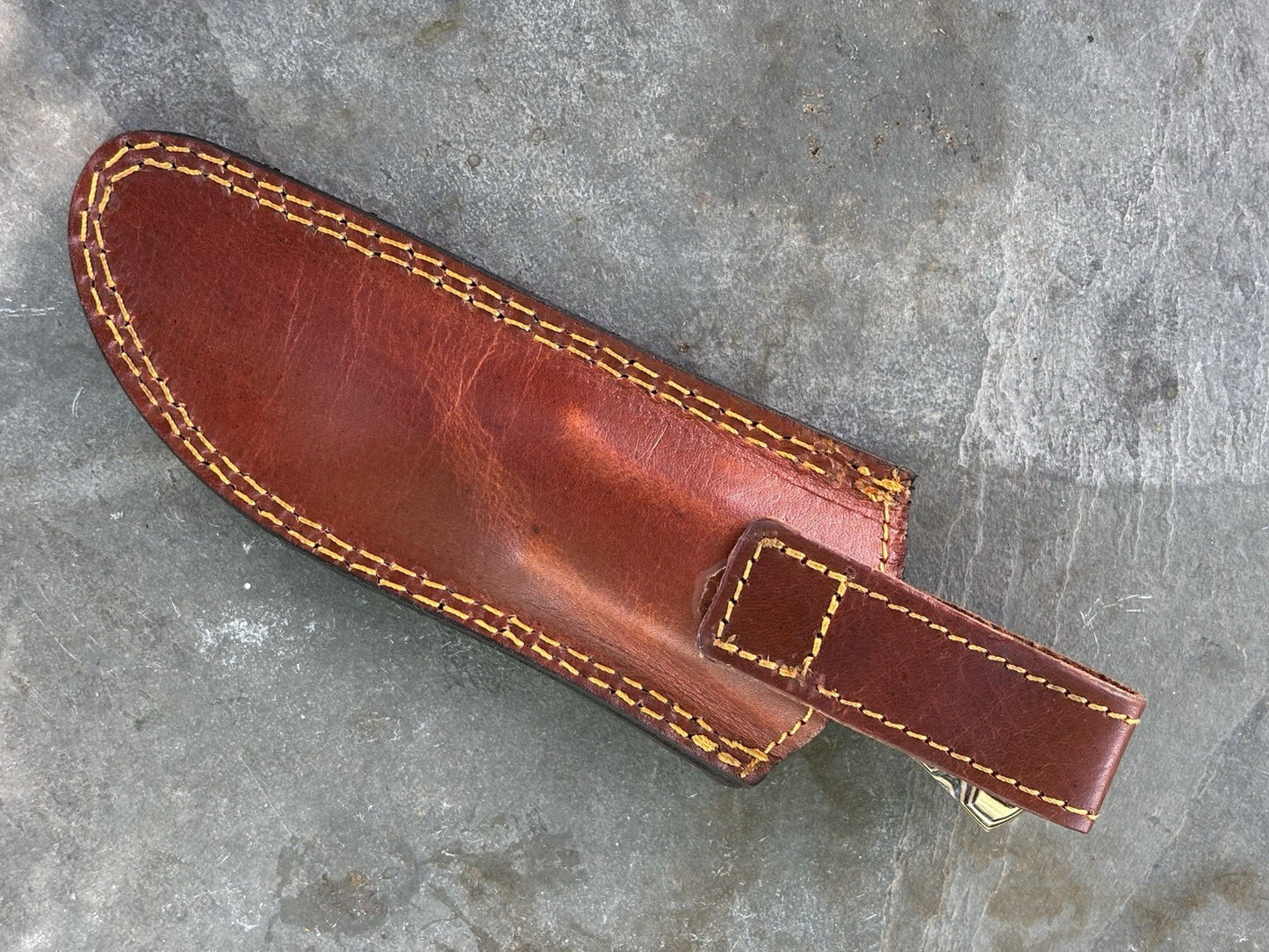 8.5” Fixed Blade Knife Full Tang Wood Handle Protective Leather Sheath