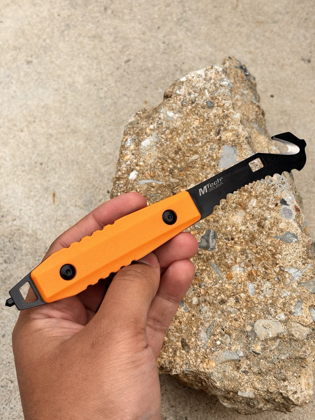 Fixed Blade Knife 7” Emt Rescue Hook Cutter Full Tang Nylon Sheath Professional