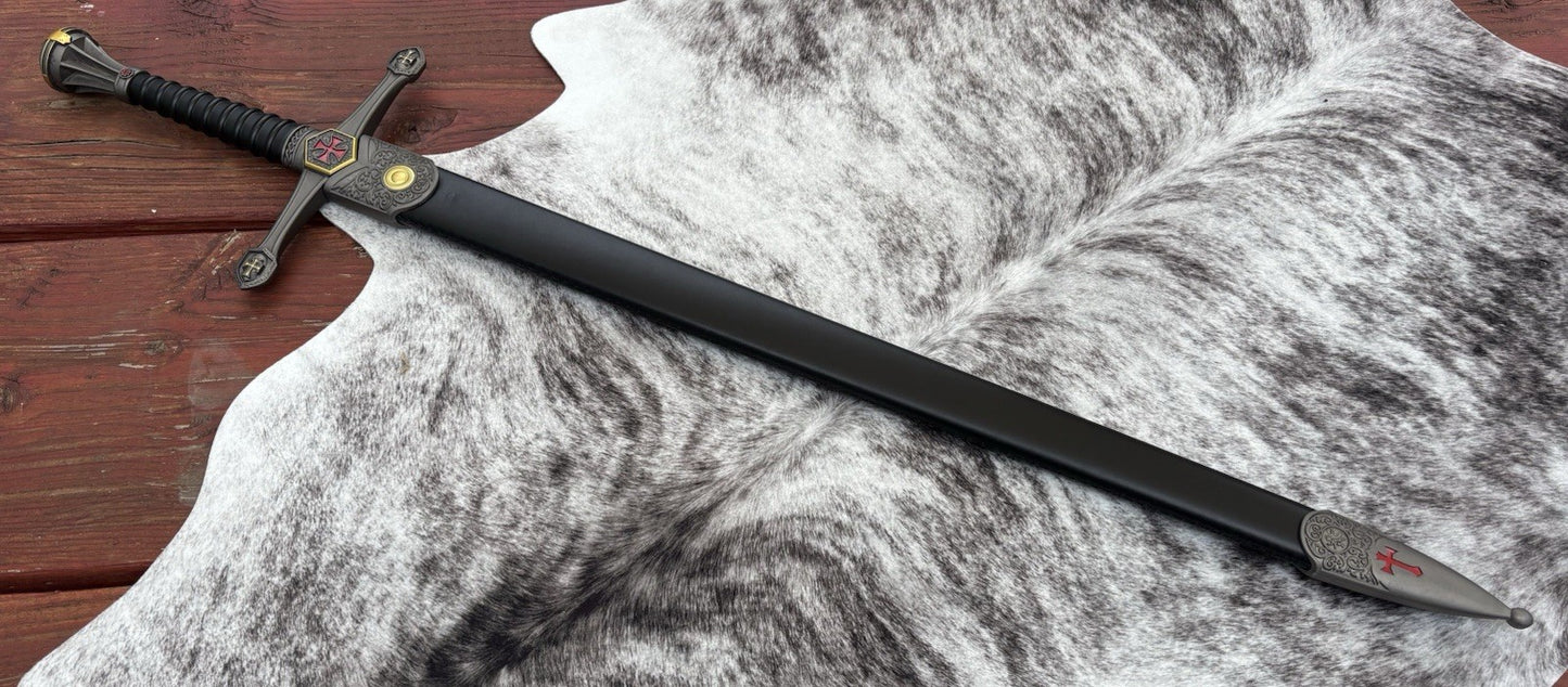 38” Crusader Sword Knights Templar Metal Scabbard Amazing Quality Double Edge