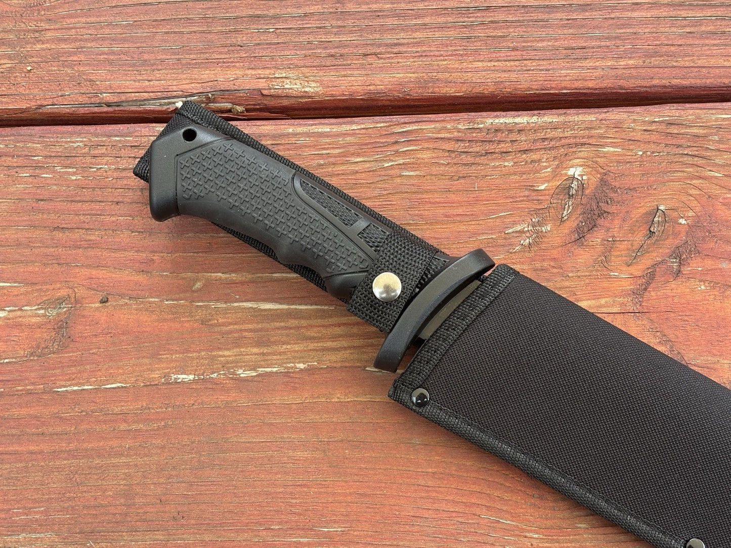 24” Machete Sawback Rubber Handle Black Heavy Duty Nylon Sheath Full Tang