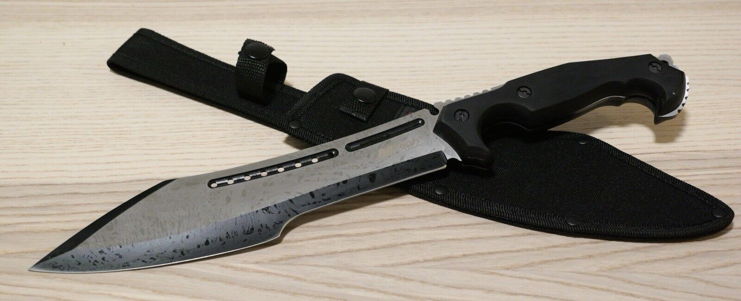 16” Machete Black Chrome Bolo Full Tang Wood Handle Sheath Ergonomic Heavy Sharp