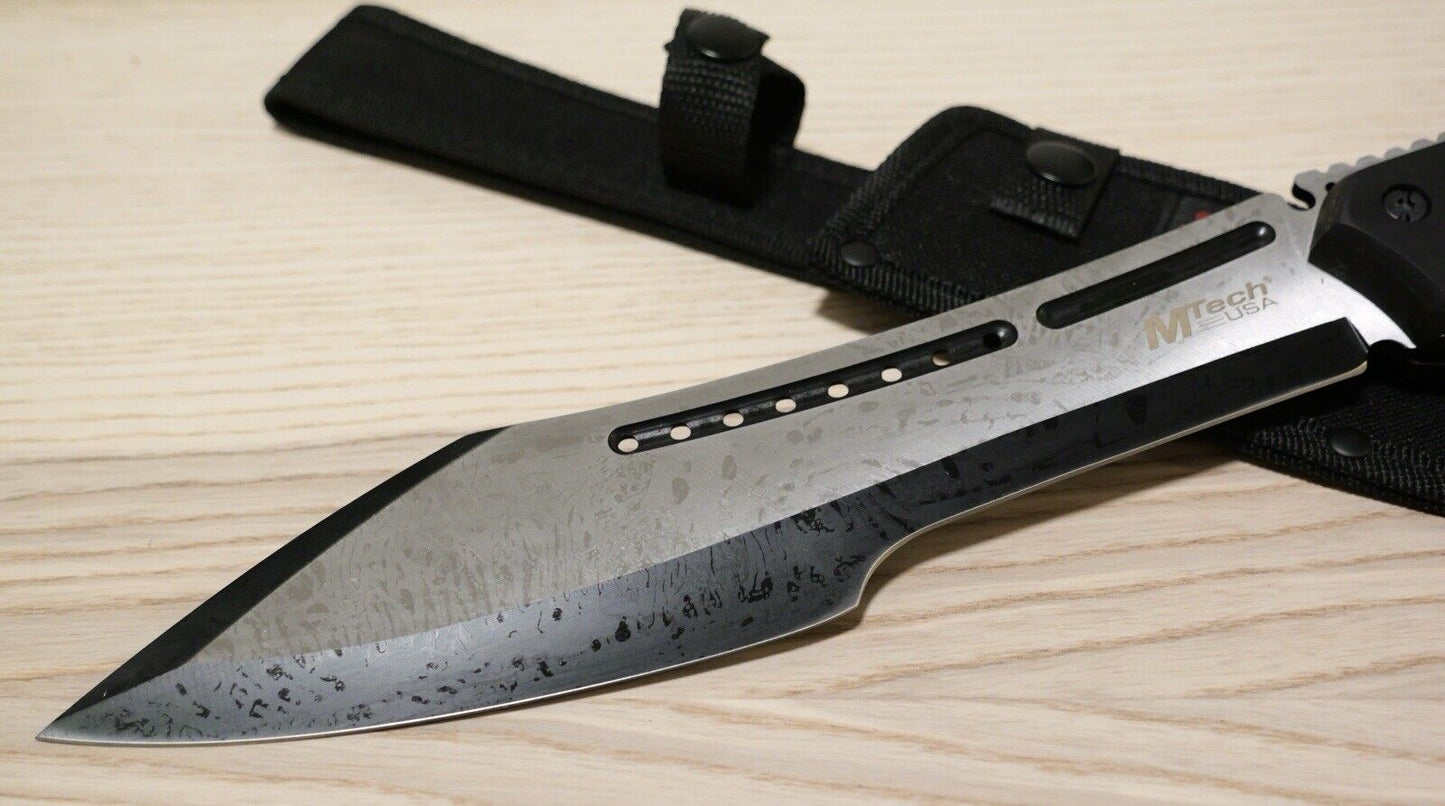 16” Machete Black Chrome Bolo Full Tang Wood Handle Sheath Ergonomic Heavy Sharp