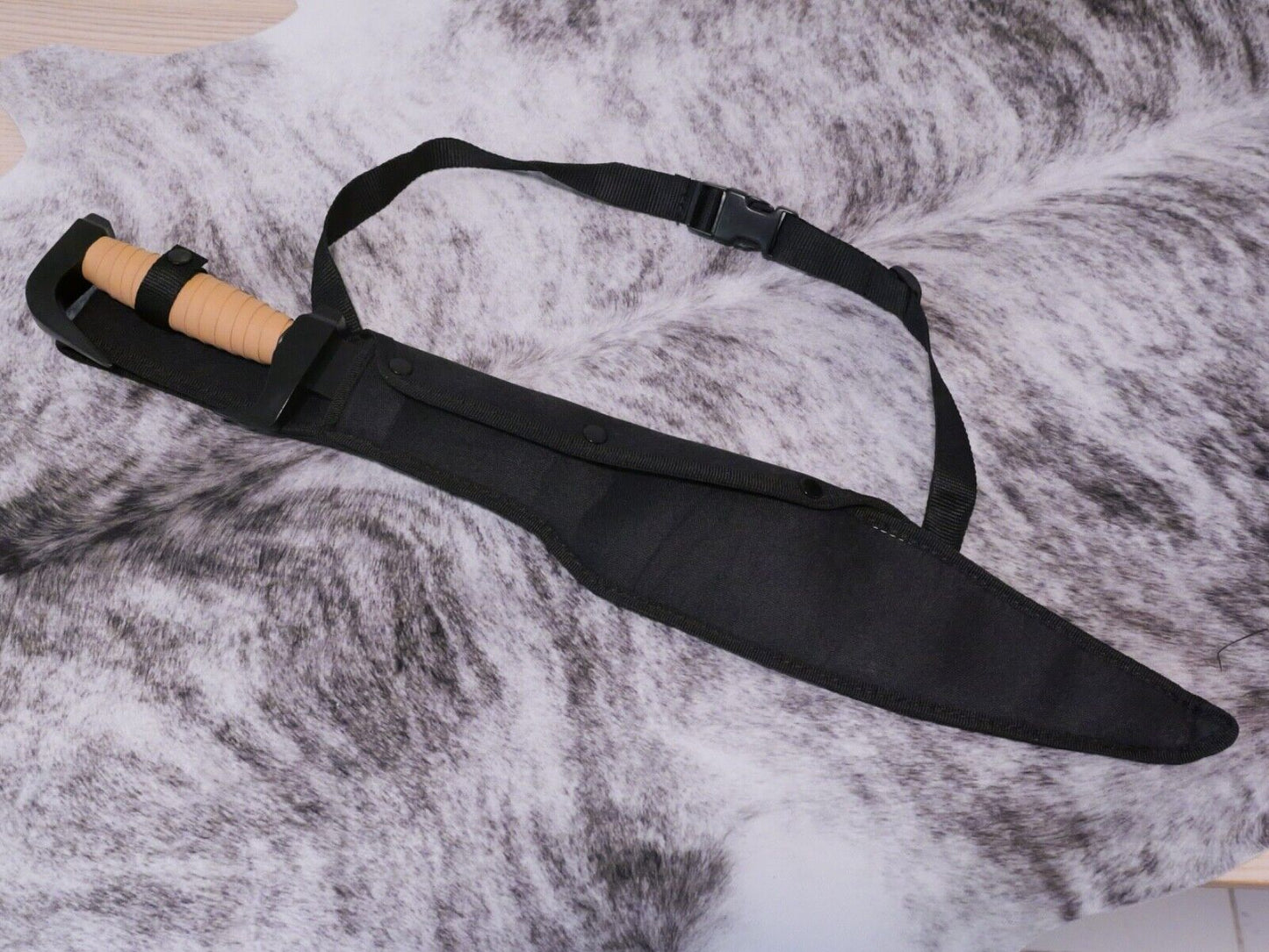 25" Spartan Gladiator Sword Black Full Tang Heavy Duty SHARP 4LBS Nylon Sheath