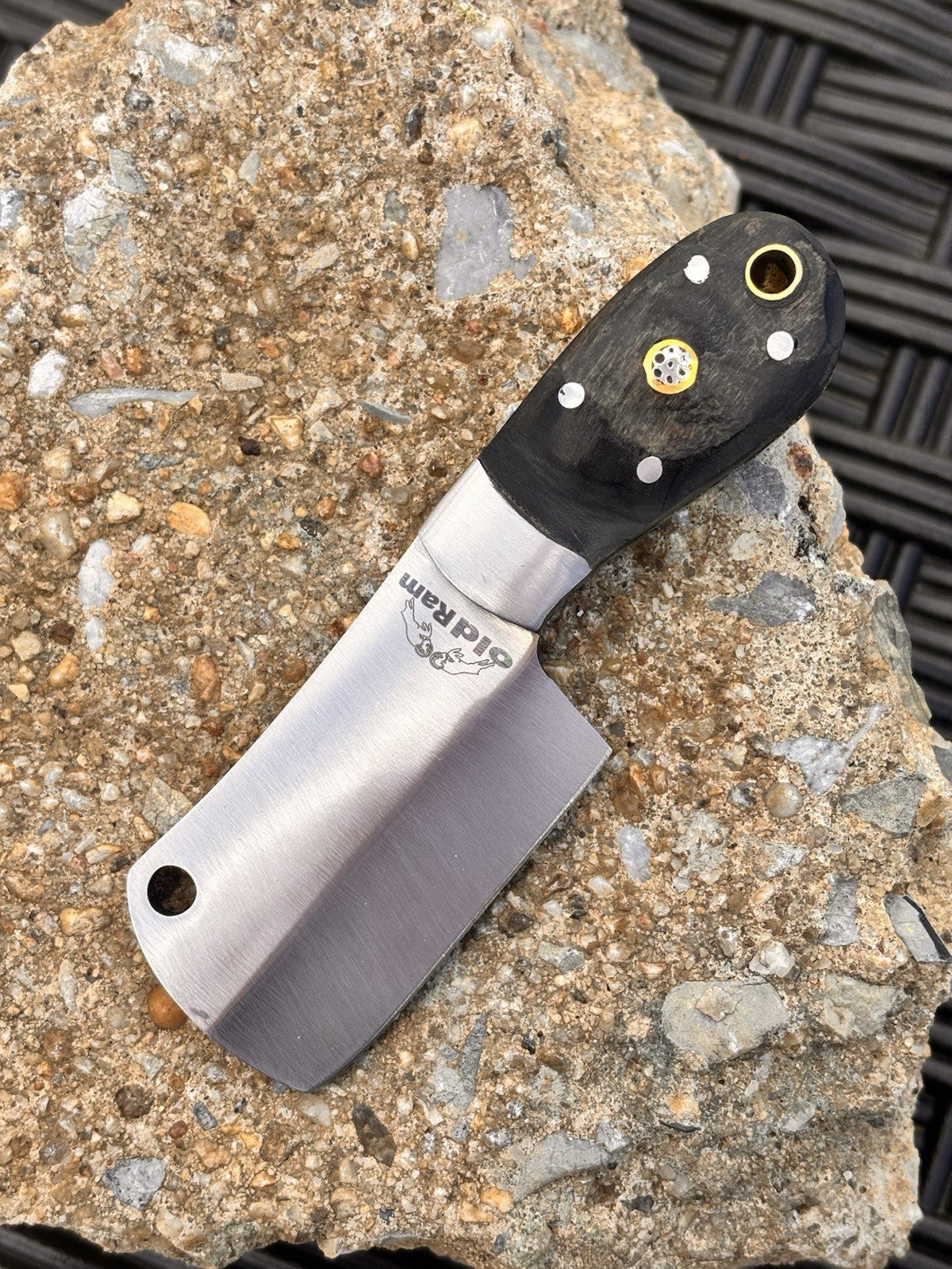 Cleaver 5” Full Tang Fixed Blade Pocket Knife Leather Sheath Hand Forged Steel