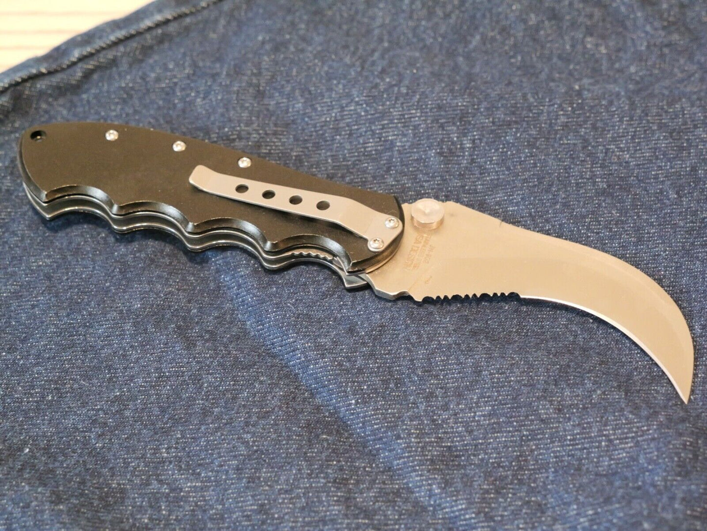 Black Hawk Bill Pocket Knife Manual Opening Liner Lock Sharp Hawkbill Hook Clip