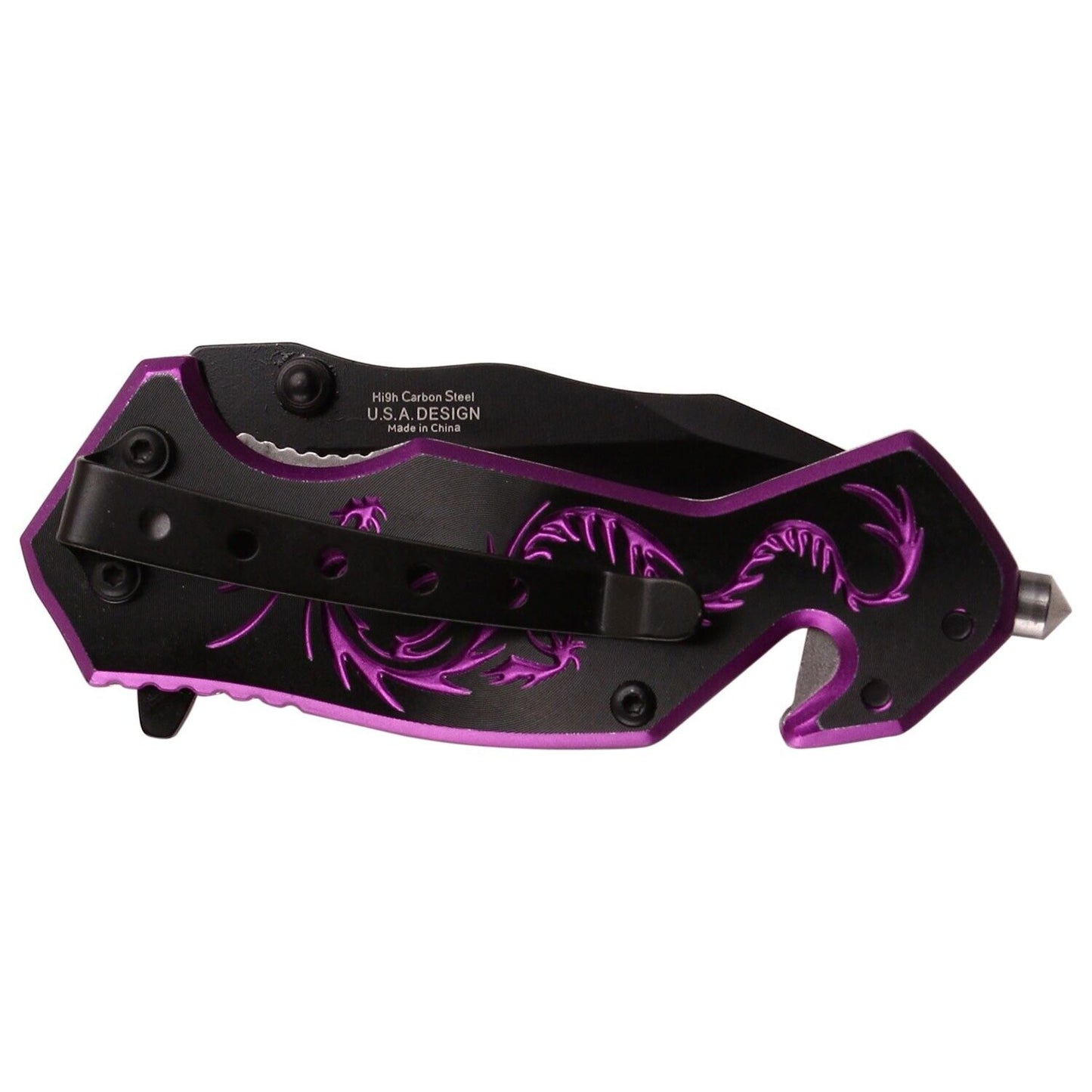 Purple Dragon Strike Pocket Knife Mini Ladies 6" Overall 2" Blade Small Cute
