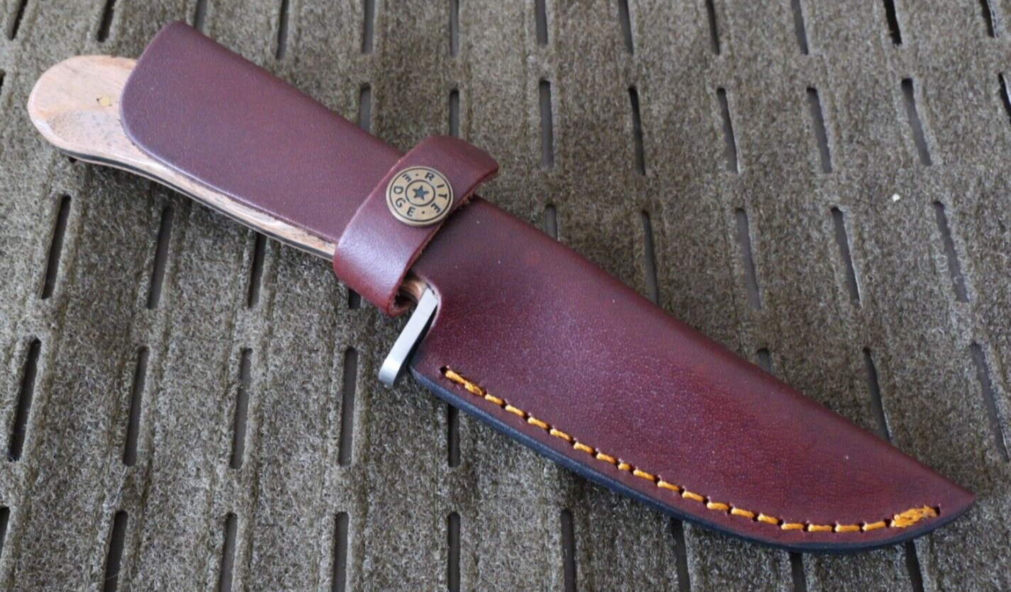 8" Fixed Blade Knife Wood Handle Full Tang Steel Hilt Hand Forged Leather Sheath