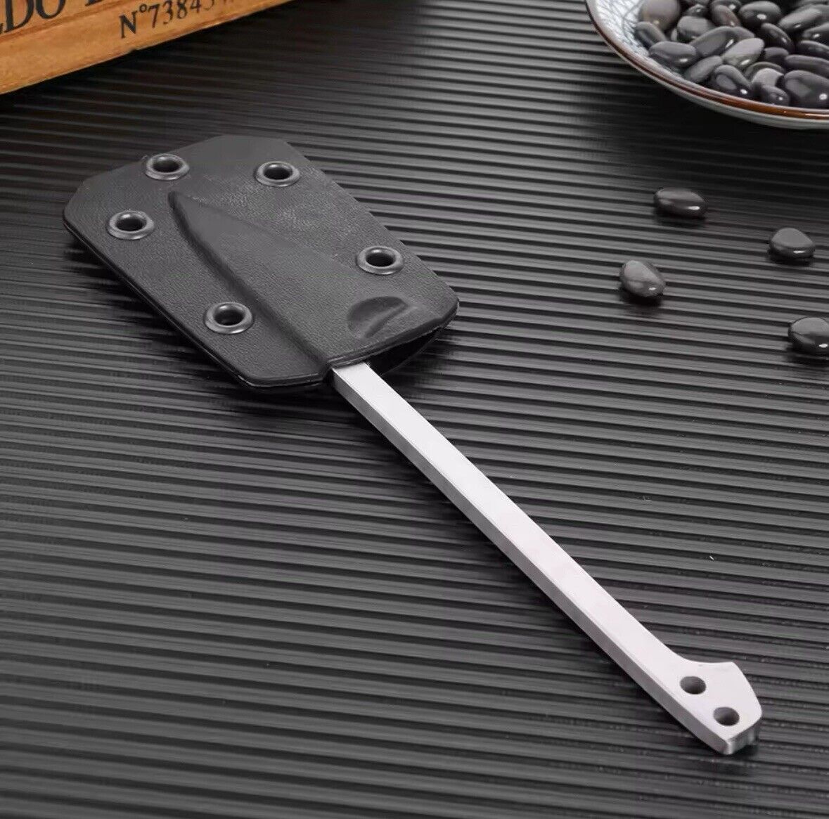 17cm Neck Knife Fixed Blade Mini Axe Spear Blade Full Tang Ball Chain Kydex