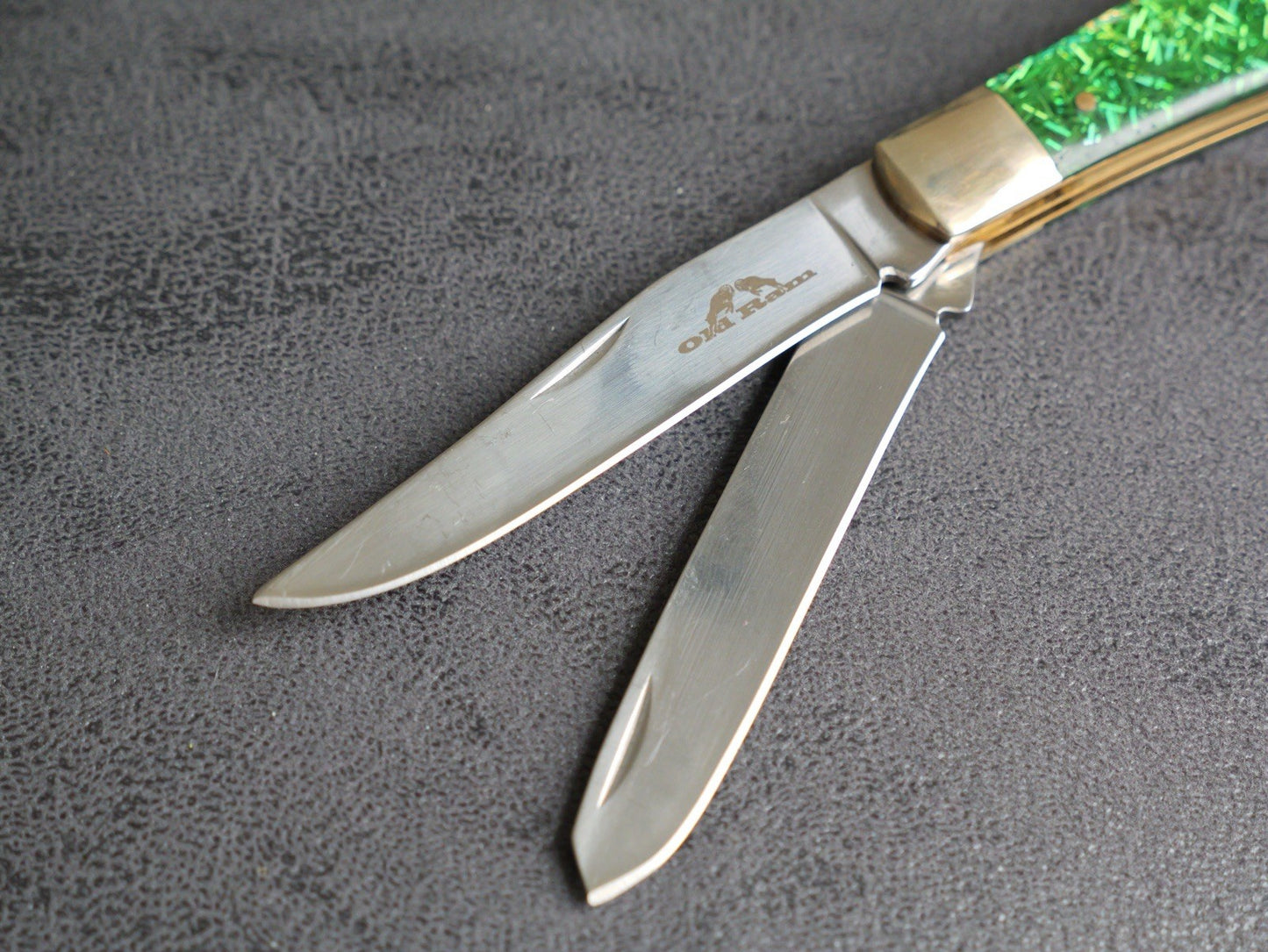 Elk Ridge 2 Blade Retro Pocket Knife Emerald Green Vintage Trapper XL 7.5”