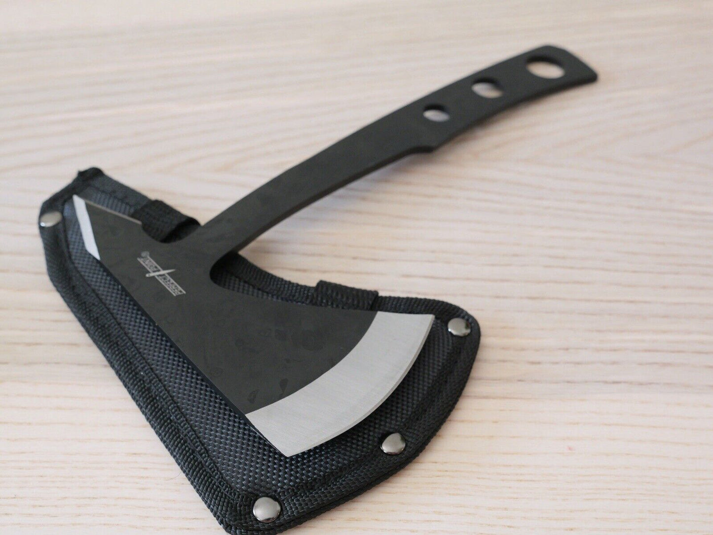 10” Throwing Axe Full Tang Black Stealth Tactical Nylon Sheath Sharp Tomahawk