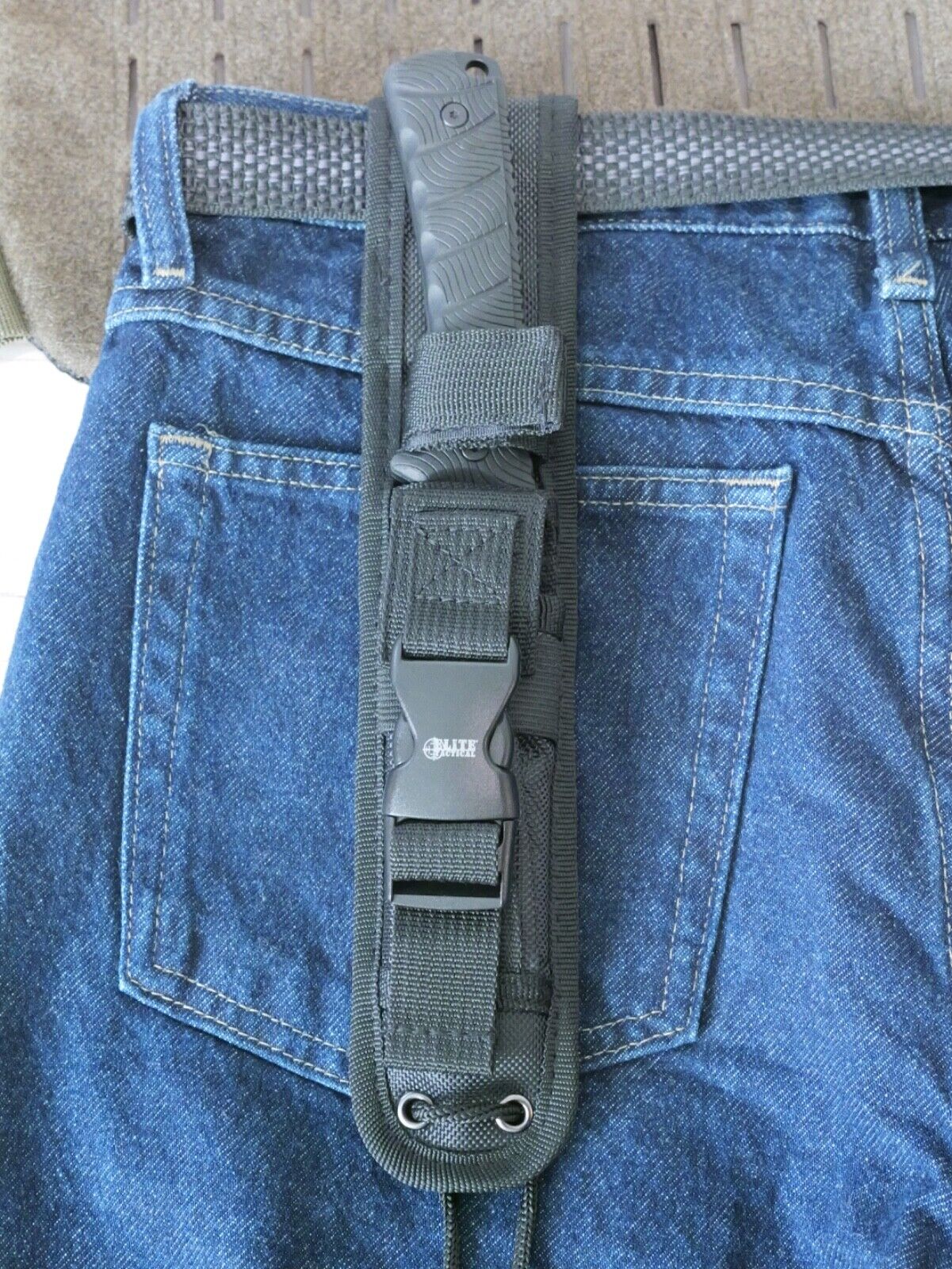 10” Fixed Blade Knife Horizontal Carry Tactical Sheath 8CR13 Steel Stealth Black