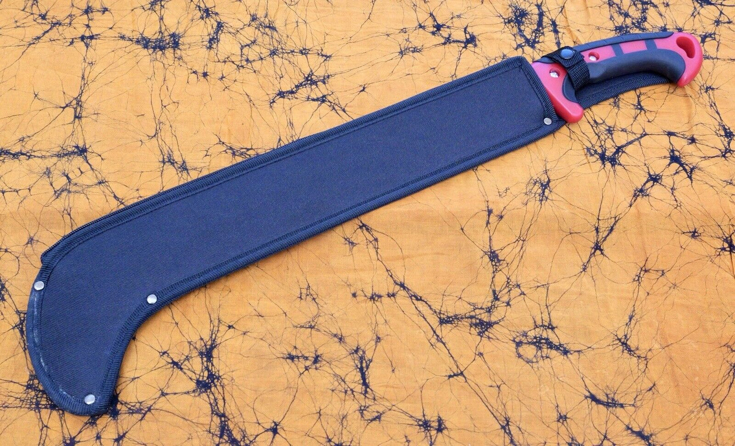 26” Full Size Machete Bill Hook Sawback Full Tang Rubber Handle Black Sheath