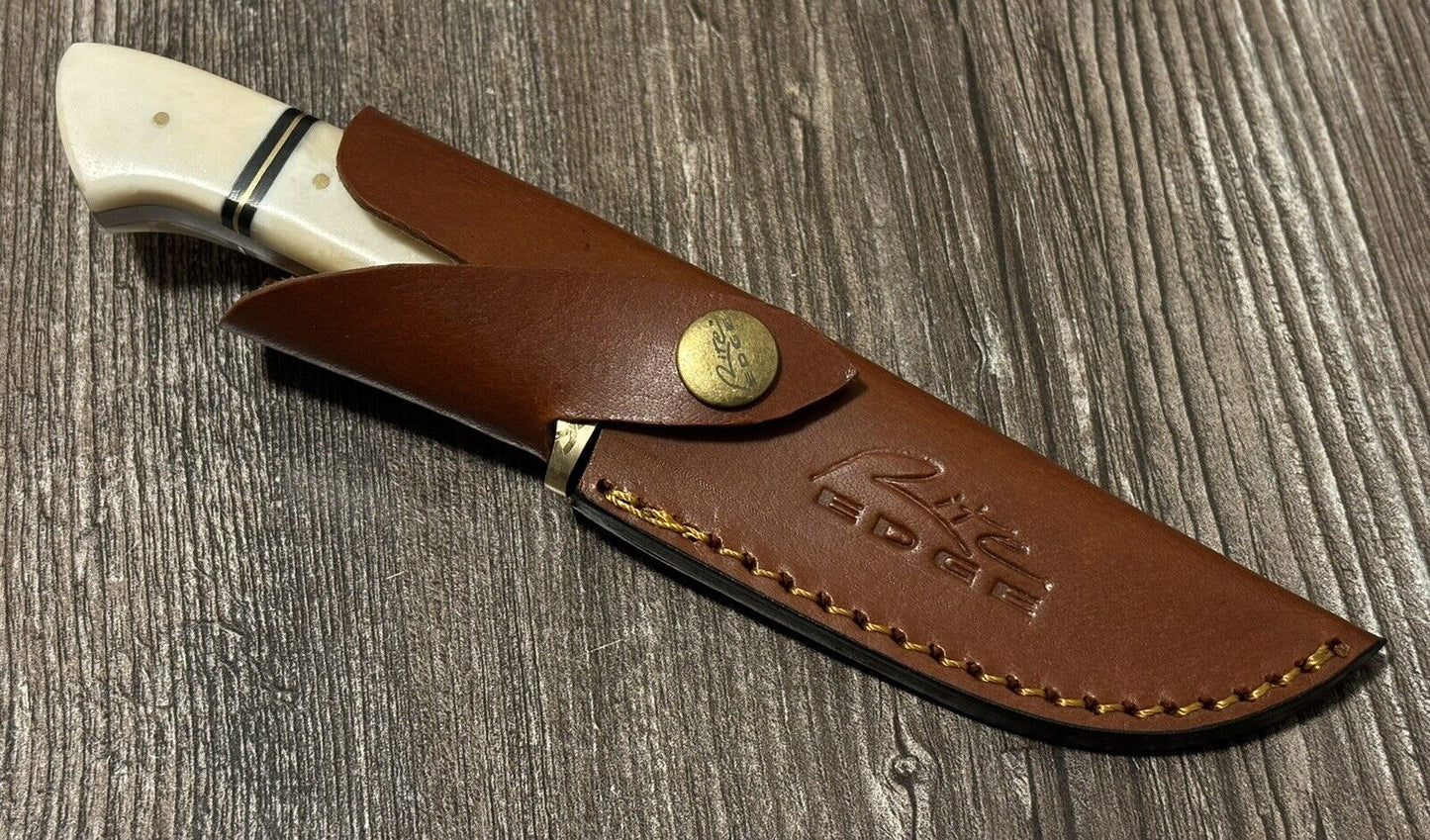 Survival Knife Full Tang 8mm Thick Blade 4” Celtic Full Grain Sheath Brass Hilt