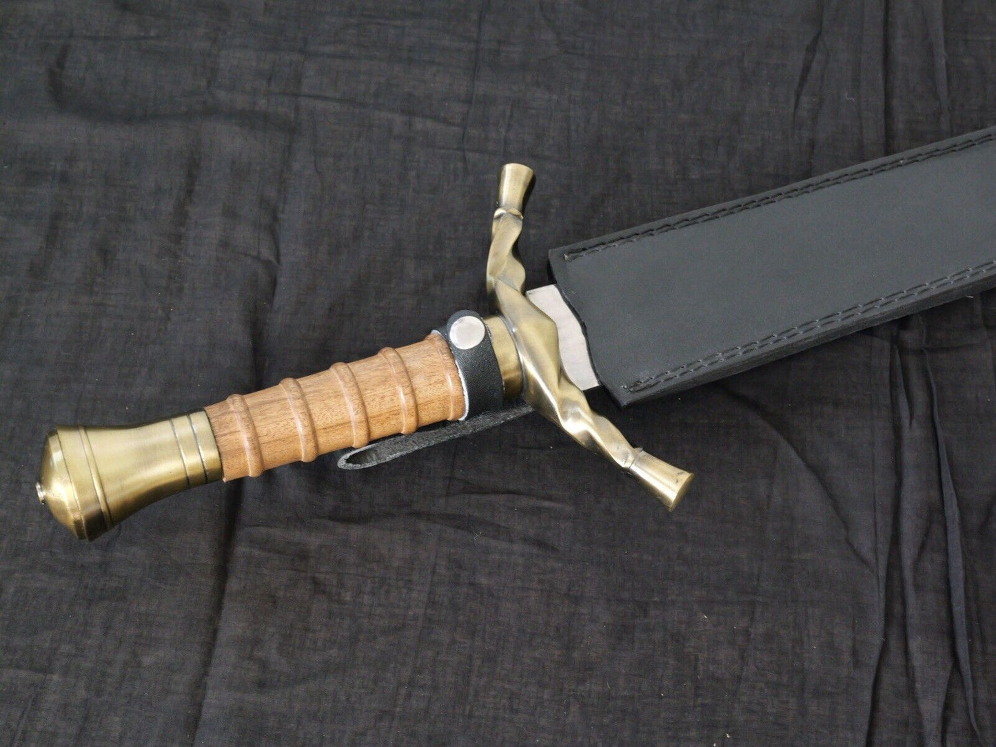 40” Viking Sword Medieval Sharp Battle Ready Wide Bronze Hilt Twist Sheath Girth