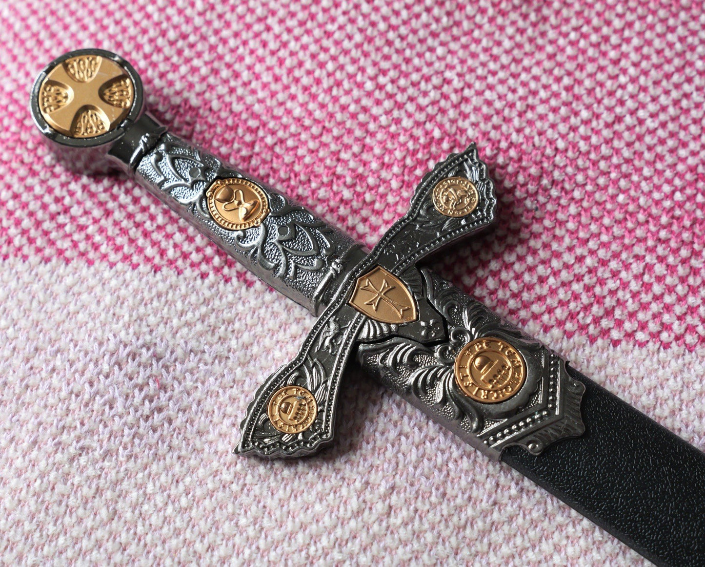 14” Knights Templar Dagger Ornate Gold Pewter Finish Stainless Steel Blade
