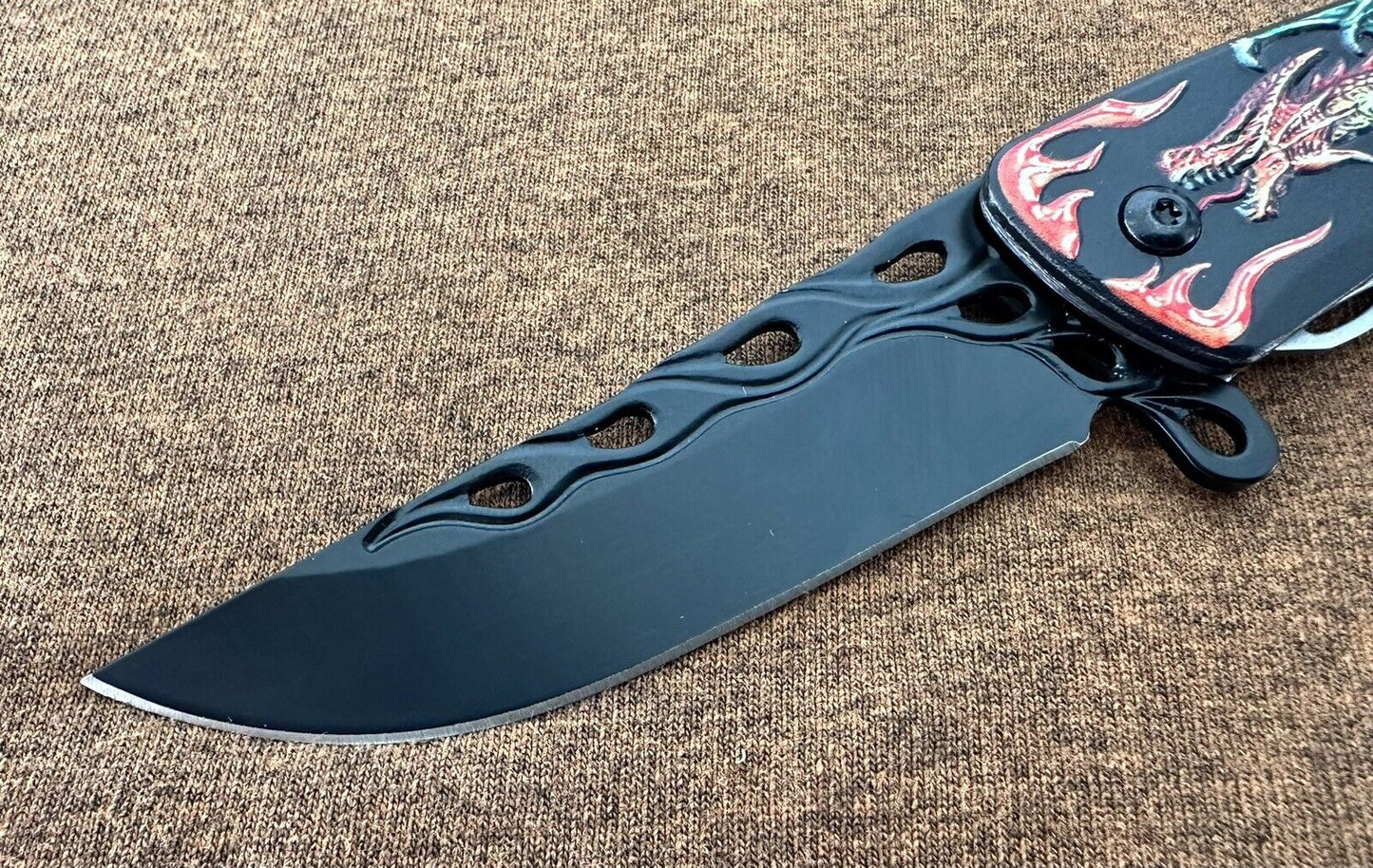 Dragon Flame Folding Pocket Knife Spring Assist Pocket Clip 3.5” Blade Tactical