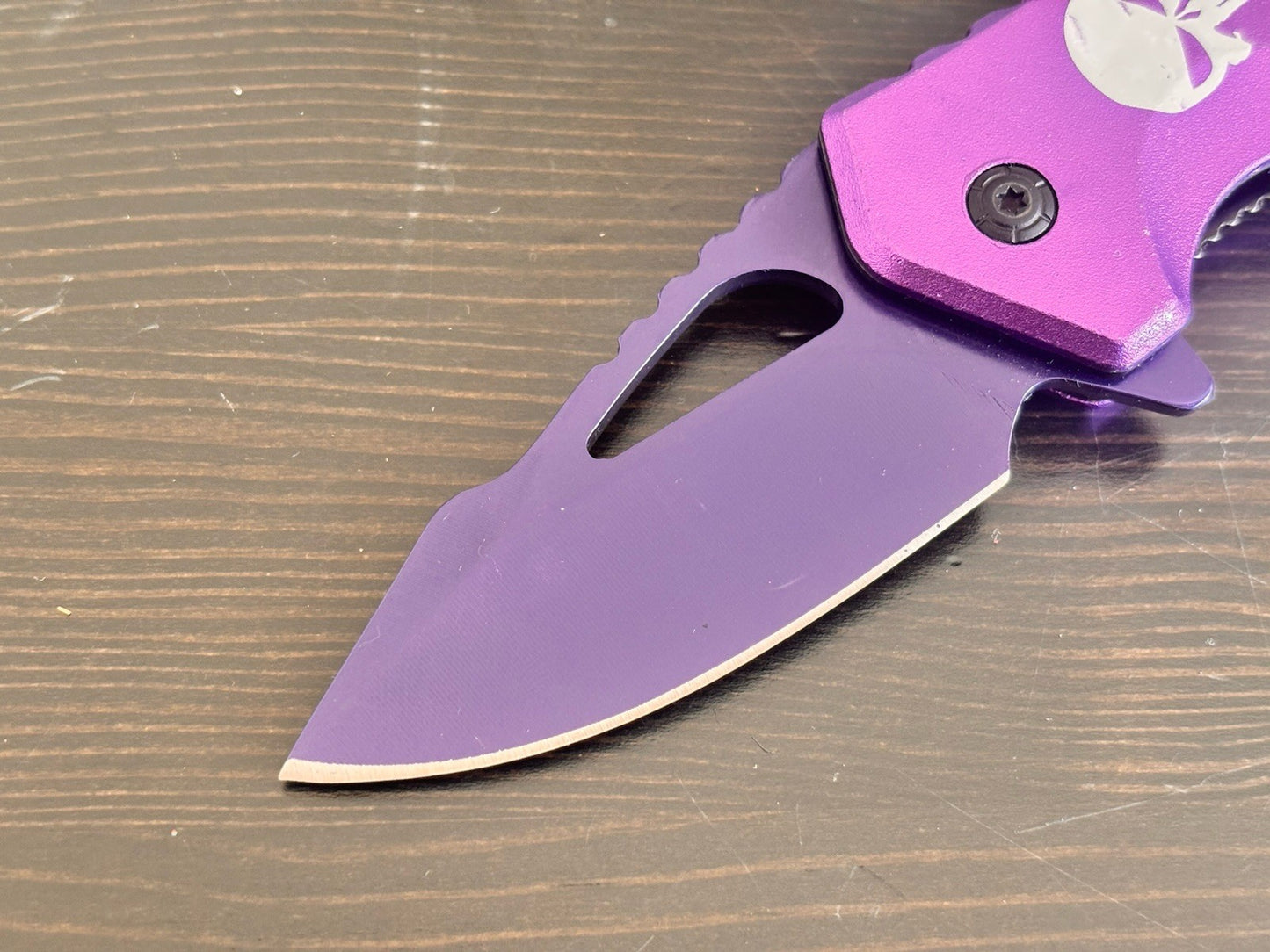 Purple Pocket Knife Spring Assisted Black Ladies Self Defense Girly Full Size