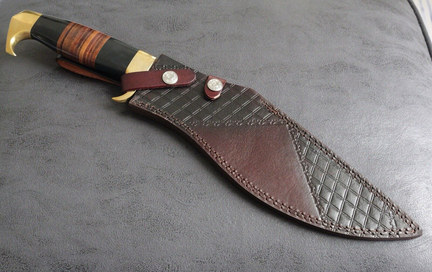 17” Kukri Mirror Finish High Quality Razor Sharp Ornate Brass Guard Leather