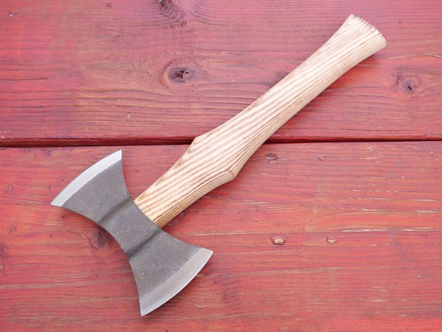 18” Viking Double Blade Axe Carbon Steel Hand Forged Heavy Duty Hardwood Handle