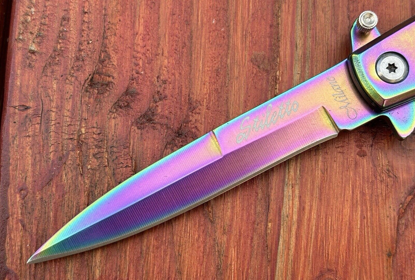 Pocket Knife Vintage Italian Design Titanium Coated Assisted Black Deep Carry