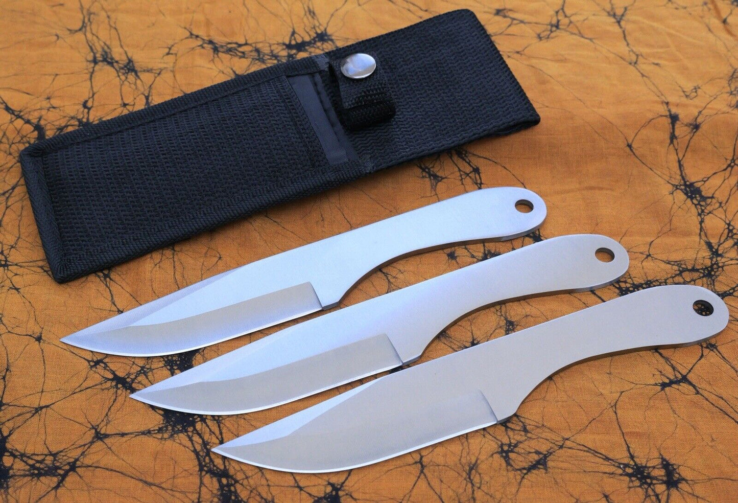 8” Throwing Knife Set 3 Knives Sheath Heavy Duty Classic Balanced 4mm Thick