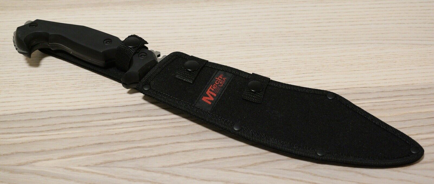 16” Machete Black Chrome Bolo Full Tang Wood Handle Sheath Ergonomic Heavy Sharp