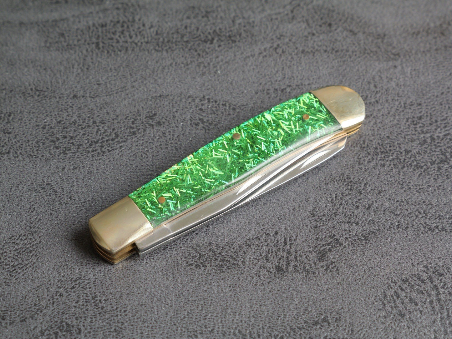 Elk Ridge 2 Blade Retro Pocket Knife Emerald Green Vintage Trapper XL 7.5”