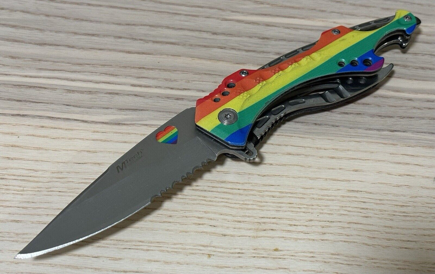 Pocket Knife LGBTQ+ Gay Pride Rainbow Flag Full Size Pocket Clip Folding Blade