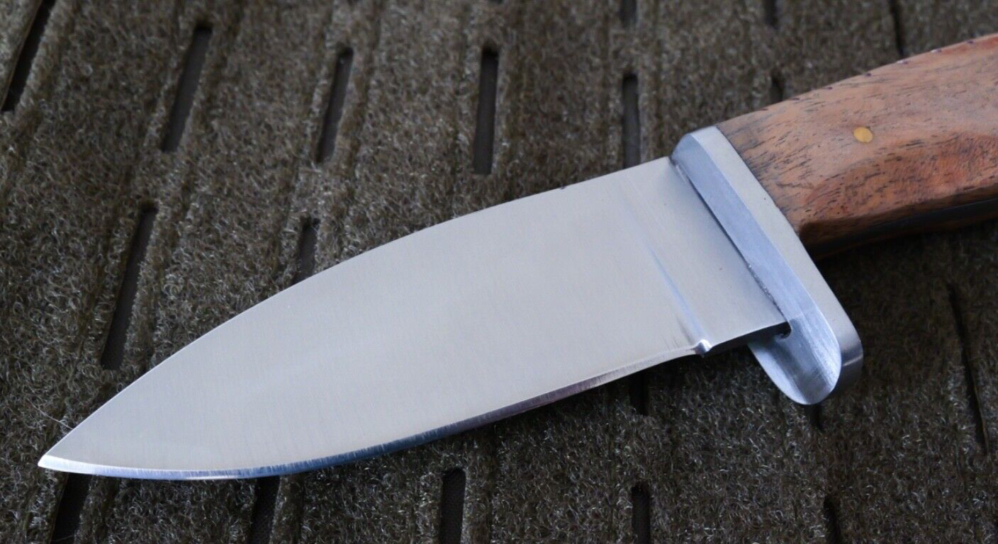 8" Fixed Blade Knife Wood Handle Full Tang Steel Hilt Hand Forged Leather Sheath